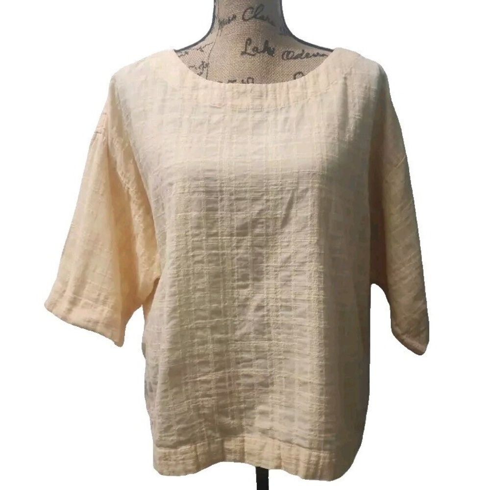 J. Jill Women's Size‎ Small Blouse Yellow Scoop Neck